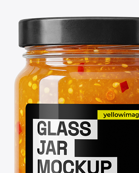 Glass Jar with Hot Pepper Jelly Mockup