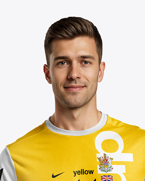 Soccer Player Wearing Jersey and Shorts Mockup