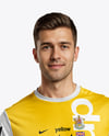 Soccer Player Wearing Jersey and Shorts Mockup