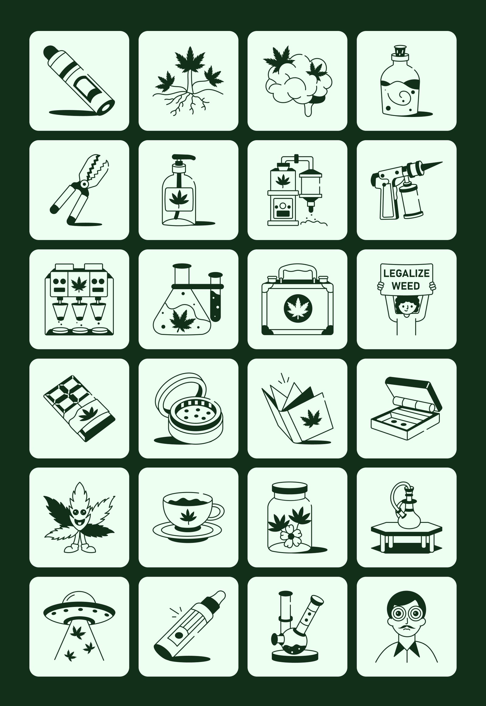 Weed Drawing Illustration Set
