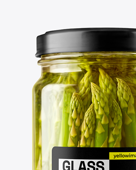 Glass Jar with Pickled Asparagus Mockup