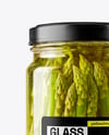 Glass Jar with Pickled Asparagus Mockup