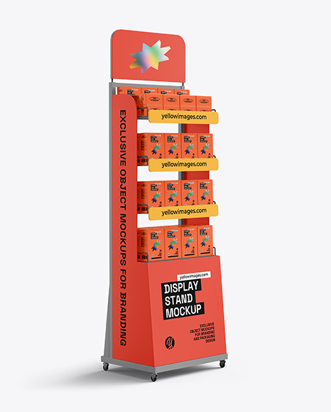 Display Stand with Boxes Mockup