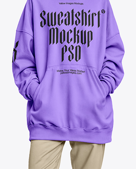 Afro-American Woman in Sunglasses Wearing Oversize Sweatshirt & Sweatpants Mockup