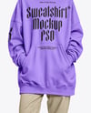 Afro-American Woman in Sunglasses Wearing Oversize Sweatshirt & Sweatpants Mockup