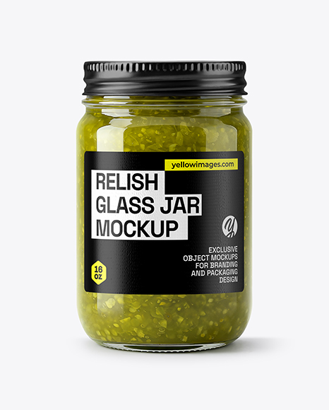 Glass Jar with Green Relish Sauce Mockup