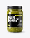 Glass Jar with Green Relish Sauce Mockup