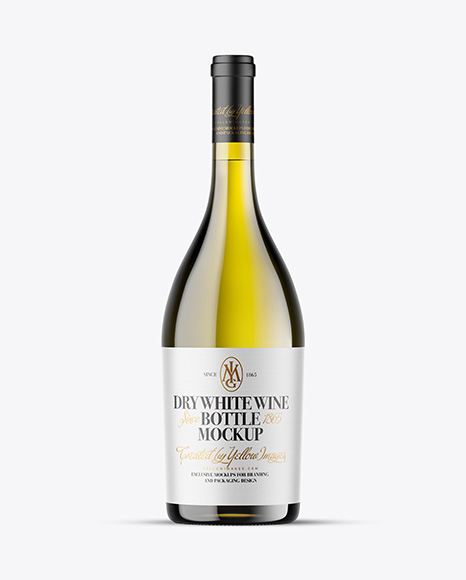 Antique Green Glass White Wine Bottle Mockup - Wine bottle mockup
