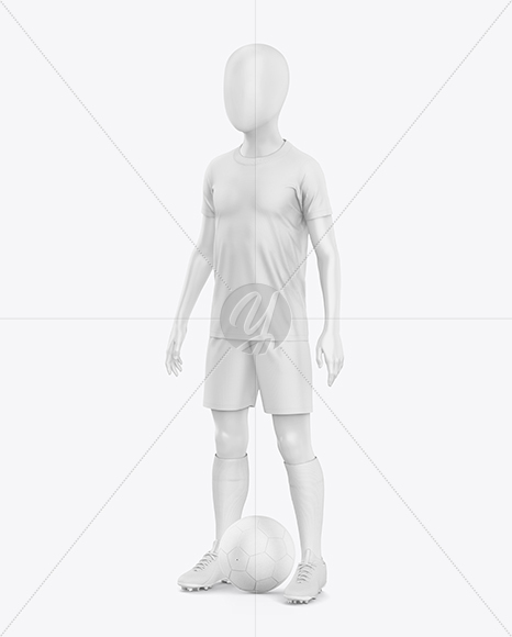 Kids Soccer Kit w/ Mannequin Mockup - Half Side View