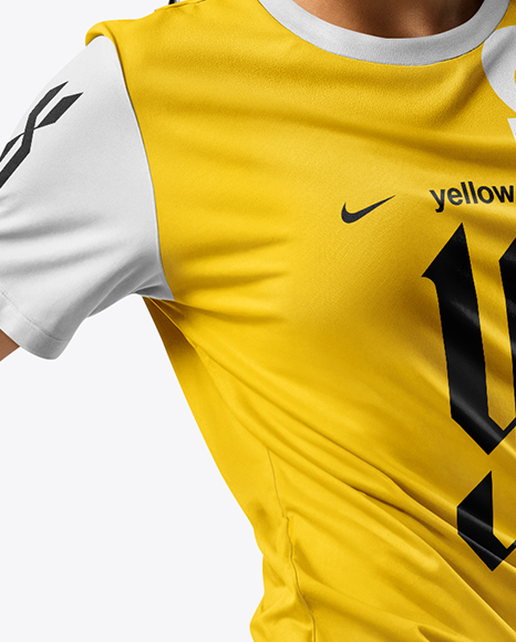 Woman Wearing Soccer Jersey and Shorts Mockup