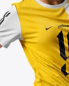 Woman Wearing Soccer Jersey and Shorts Mockup