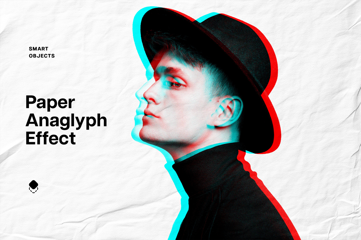 Anaglyph Crumpled Paper Photo Effect