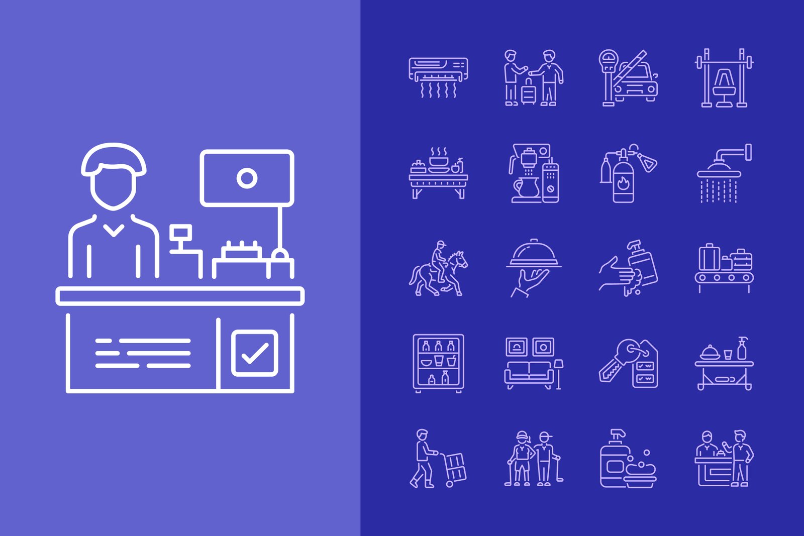 Hotel and Hospitality Icon Set
