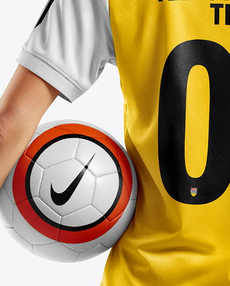 Female Soccer Player Wearing Jersey and Shorts Mockup