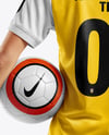 Female Soccer Player Wearing Jersey and Shorts Mockup
