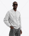 Black Man Wearing Bomber Jacket and Jeans Mockup