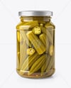 Clear Glass Jar with Pickled Okra Mockup