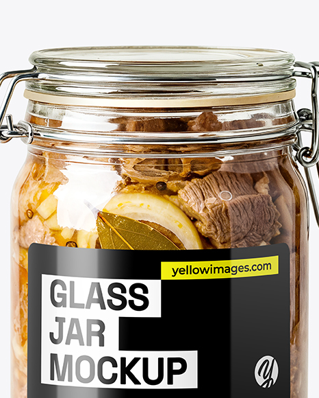 Glass Jar with Clamp Lid Filled Stewed Meat Mockup