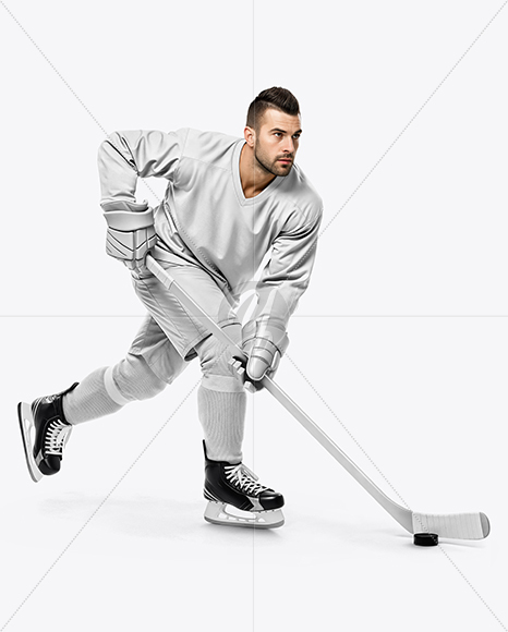 Man Wearing Full Ice Hockey Kit Mockup