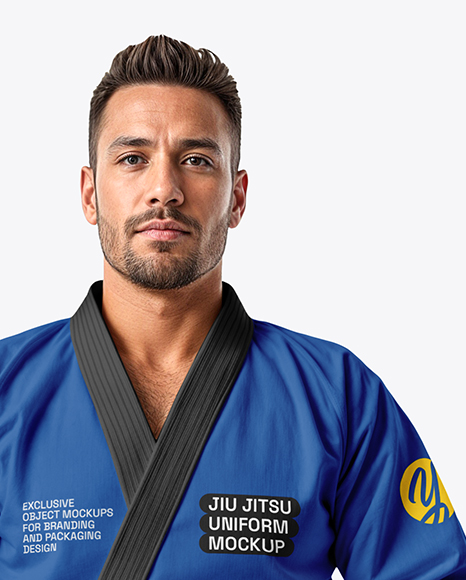 Man Wearing Jiu Jitsu Gi Uniform Mockup