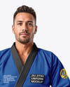 Man Wearing Jiu Jitsu Gi Uniform Mockup