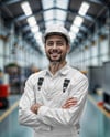 Engineer Wearing Bib Overalls and Shirt Mockup