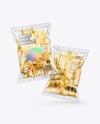 Clear Plastic Snack Bags with Corn Chips Mockup