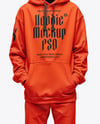 Black Man Wearing Oversize Hoodie and Sweatpants Mockup