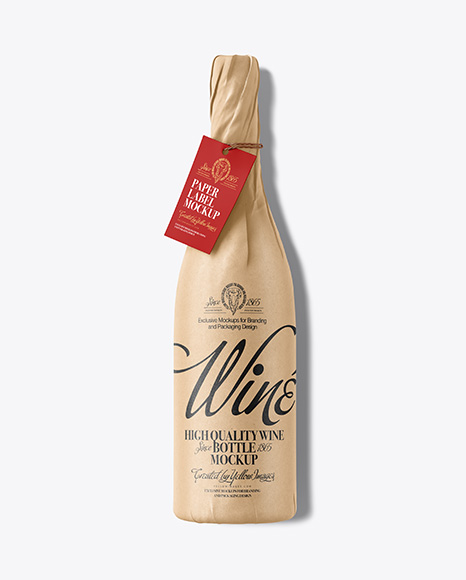 Wine Bottle in Kraft Paper Wrap Mockup - Gift+Wrap+Guide+Wine+Dialogues