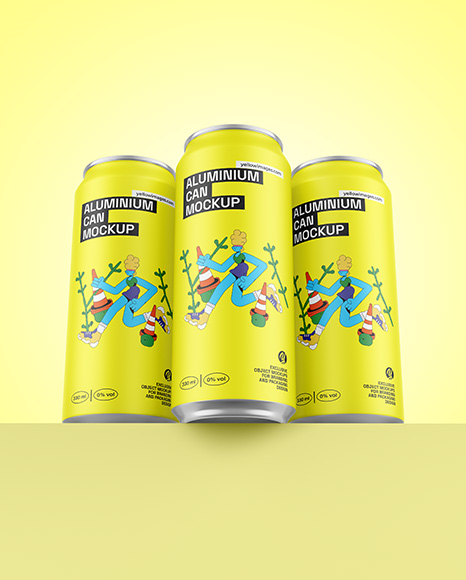 Three Matte Cans Mockup