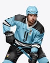 Man Wearing Full Ice Hockey Uniform Mockup