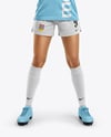 Woman Wearing Soccer Jersey and Shorts Mockup
