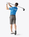 Man Wearing Golf Shirt and Shorts Mockup