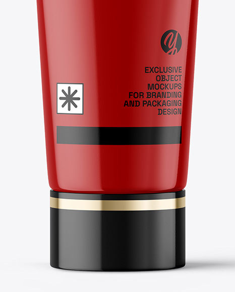 Glossy Cosmetic Tube with Box Mockup
