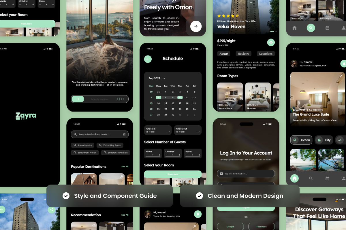 Zayra – Hotel Booking App Design Template