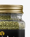 Square Plastic Jar with Marjoram Spice Mockup