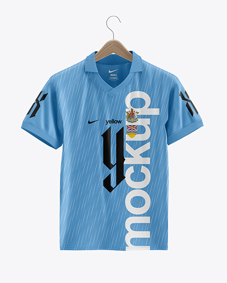 Soccer Polo Jersey on a Wooden Hanger Mockup