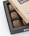 Kraft Paper Box with Chocolate Sweets Mockup