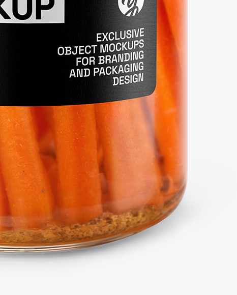 Clear Glass Jar with Pickled Carrot Sticks Mockup