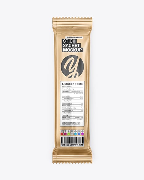 Glossy Metallic Stick Sachet Mockup - Coffee mockup