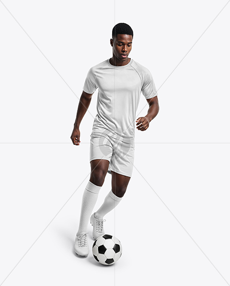 Afro-American Man Wearing Raglan Soccer Jersey and Shorts Mockup