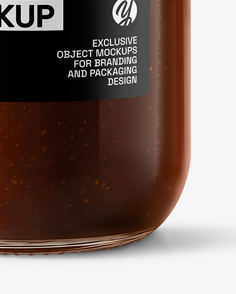 Clear Glass Jar with BBQ Sauce Mockup