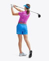 Woman Wearing Golf Shirt and Shorts Mockup