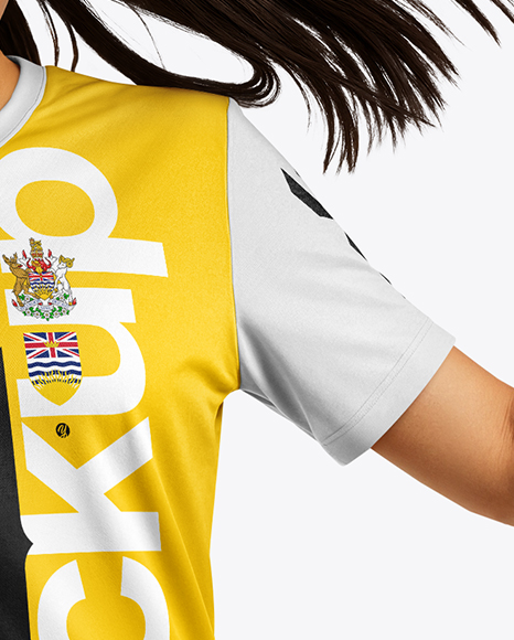 Woman Wearing Soccer Jersey and Shorts Mockup