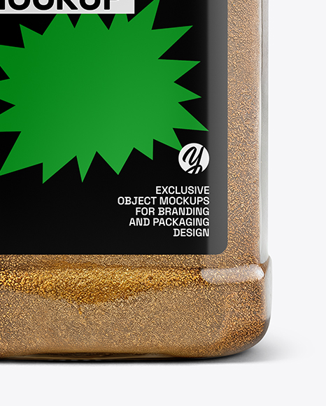 Plastic Square Jar with Ground Cumin Mockup
