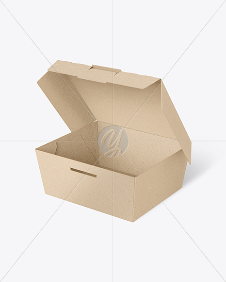 Opened Kraft Food Box Mockup