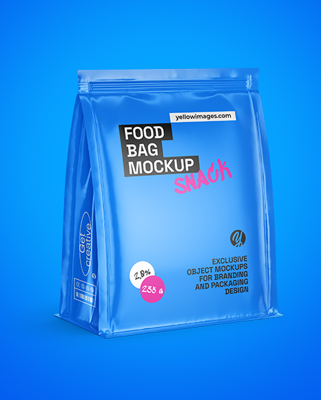 Glossy Food Bag Mockup - Half-Side View