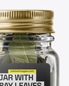 Square Glass Jar with Bay Leaves Mockup