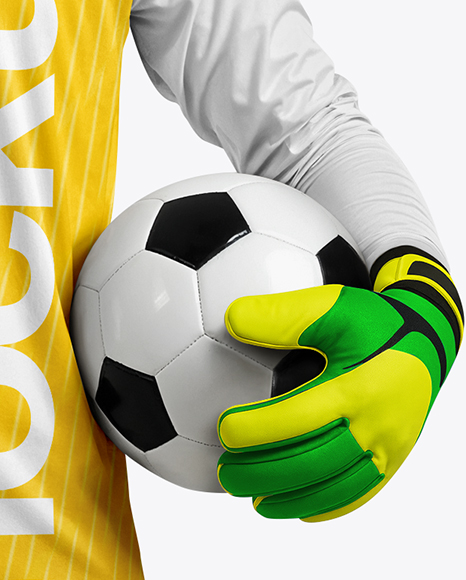 Soccer Goalkeeper Wearing V-Neck Long Sleeve Jersey Mockup