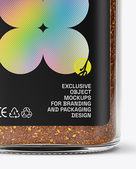 Square Glass Jar with Garam Masala Seasoning Mockup